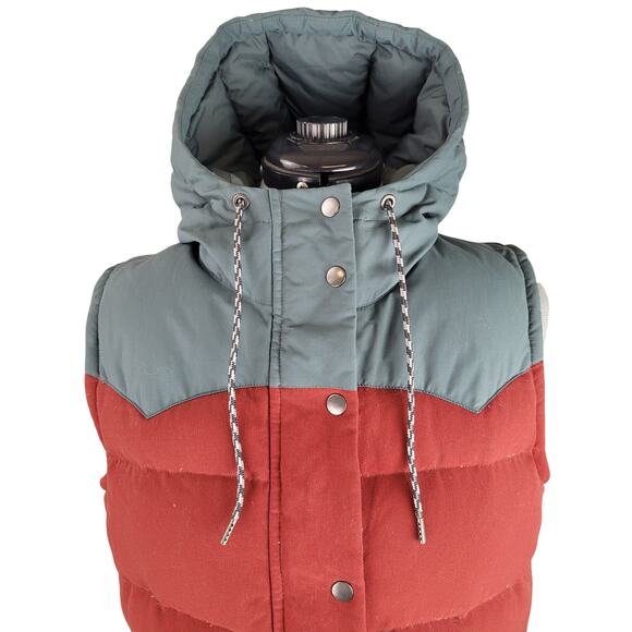 Patagonia Bivy Down Hooded Vest Red Khaki Women's Size M - Picture 2 of 10